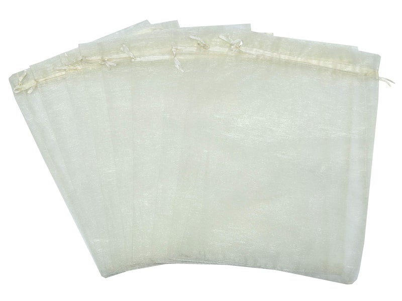 Ankirol 50pcs Sheer Organza Favor Bags 12 X 16 X Large Organza Drawstring Bags (Off White) - Image 5